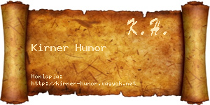 Kirner Hunor névjegykártya